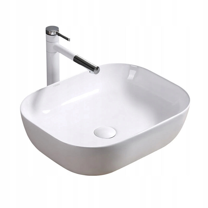 LAVABO DA APPOGGIO RETTANGOLARE IN CERAMICA DA POSARE SUL PIANO DI LAVORO BIANCO 41x31 CM