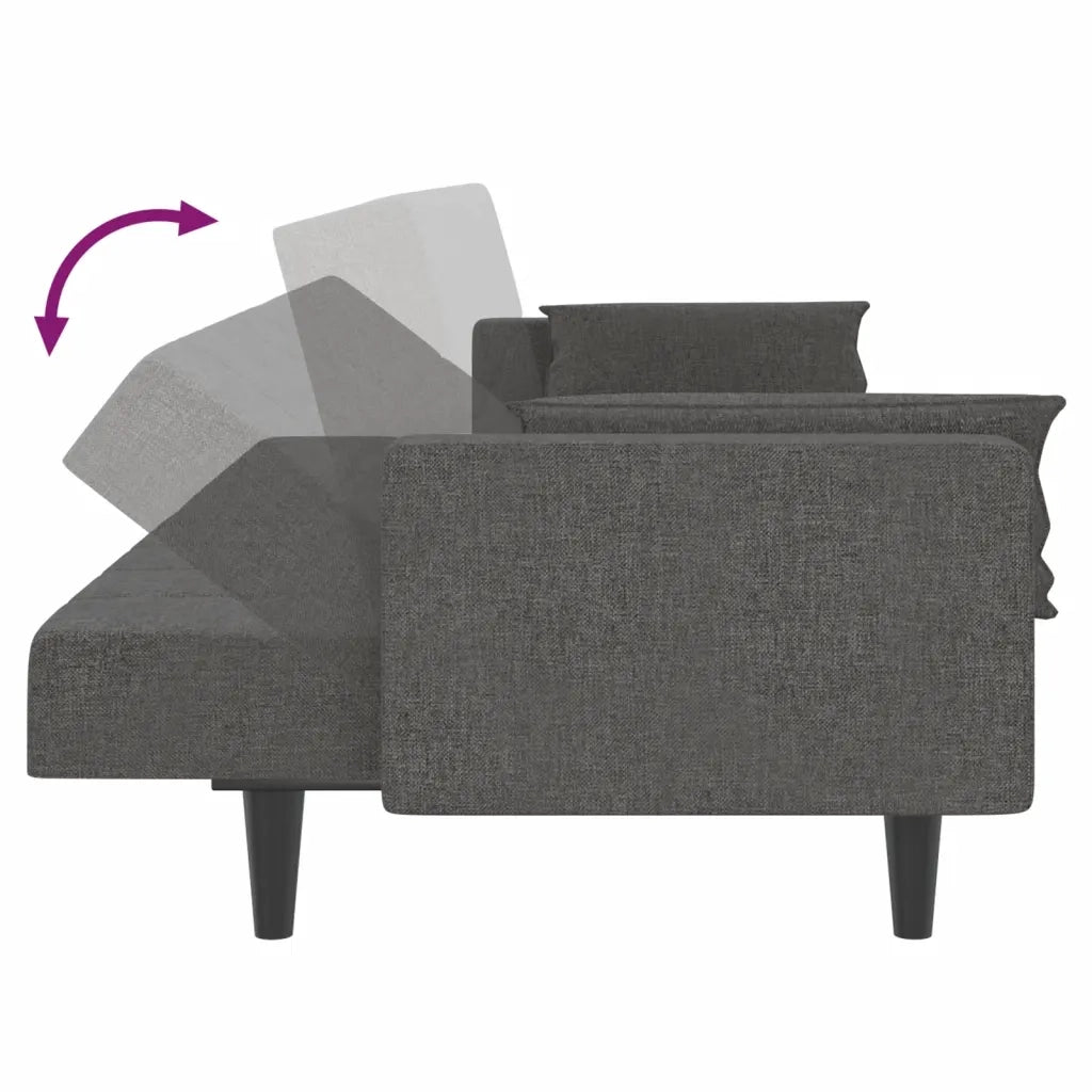 Divano letto | Sof¨¤ letto | Letto singolo a 2 Posti con 2 Cuscini Grigio Scuro in Tessuto