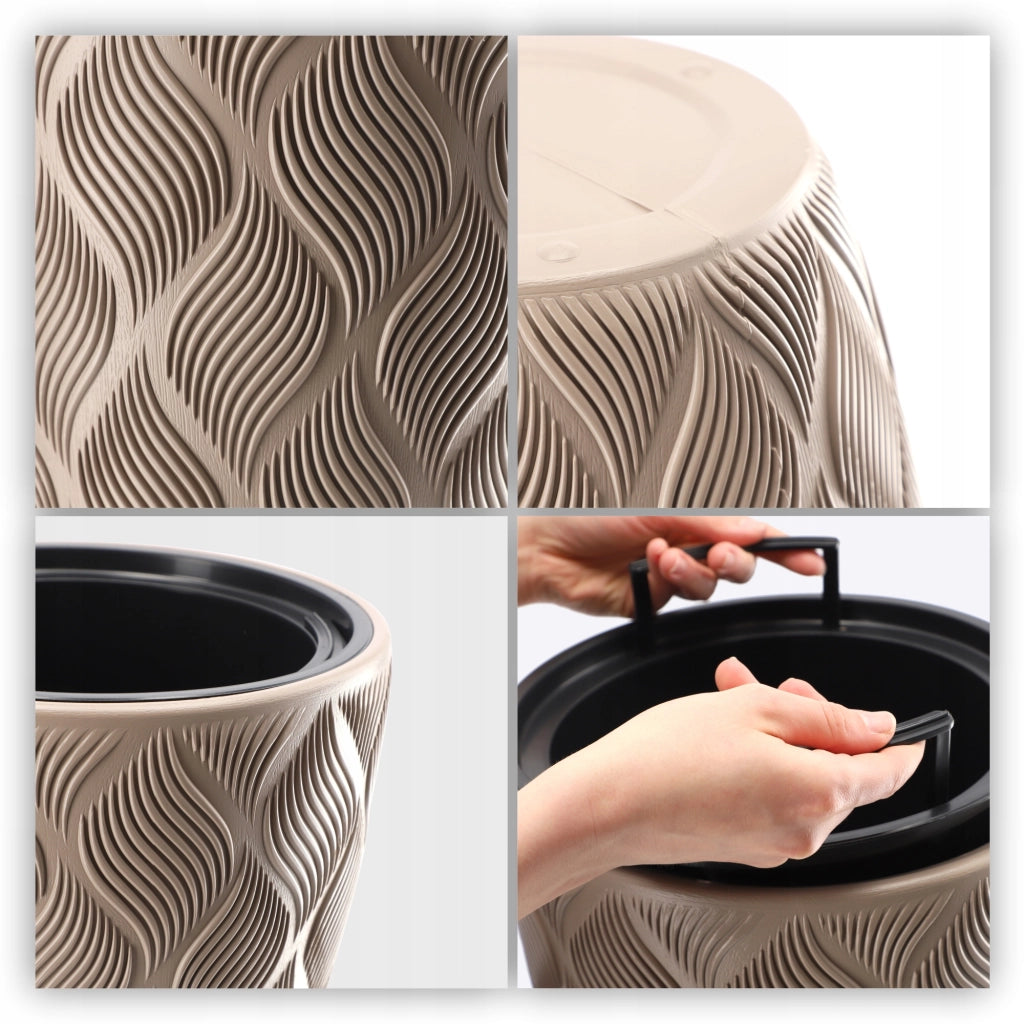 Vaso da fiori KADAX con inserto 42 cm, copertura per vaso da fiori in plastica alta