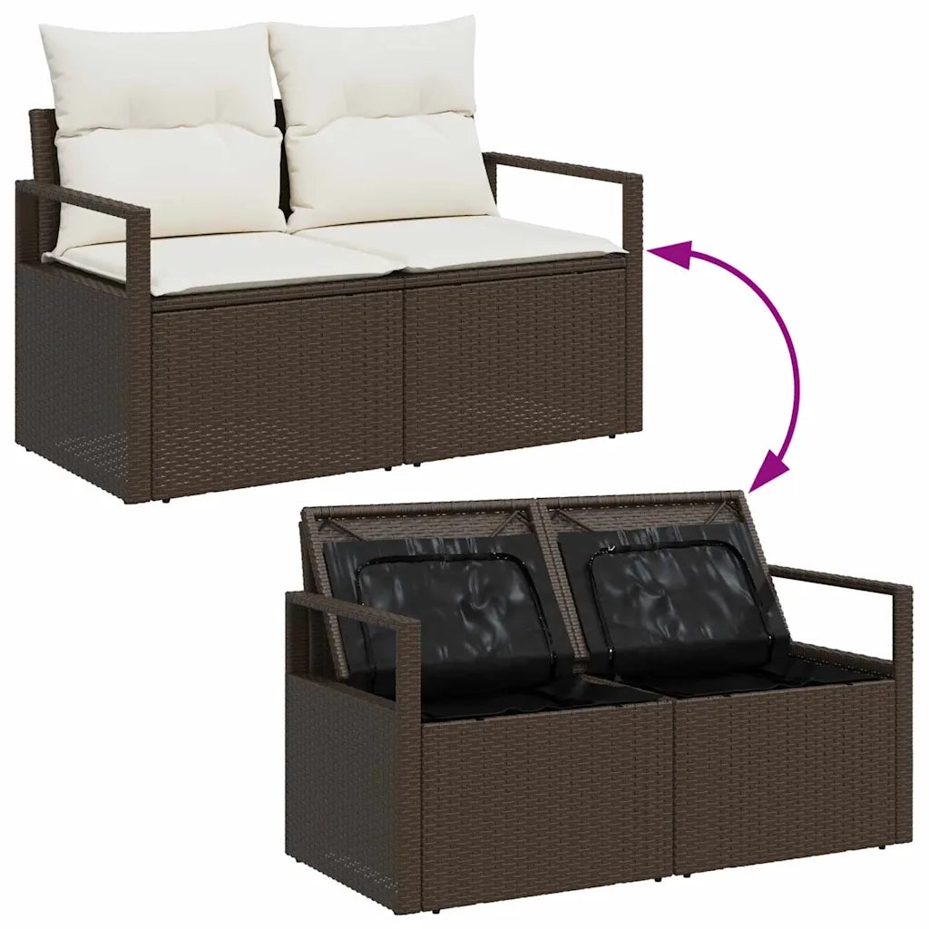 Set di divani con cuscino 6 pcs Marrone e Crema polyrattan 3355017