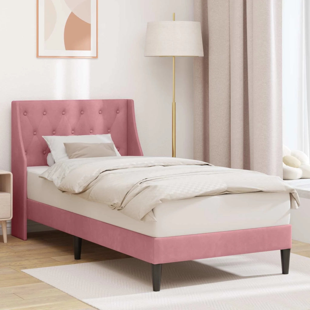 Struttura del letto con testiera-Giroletto Rosa 100 x 200 cm Velluto 607692
