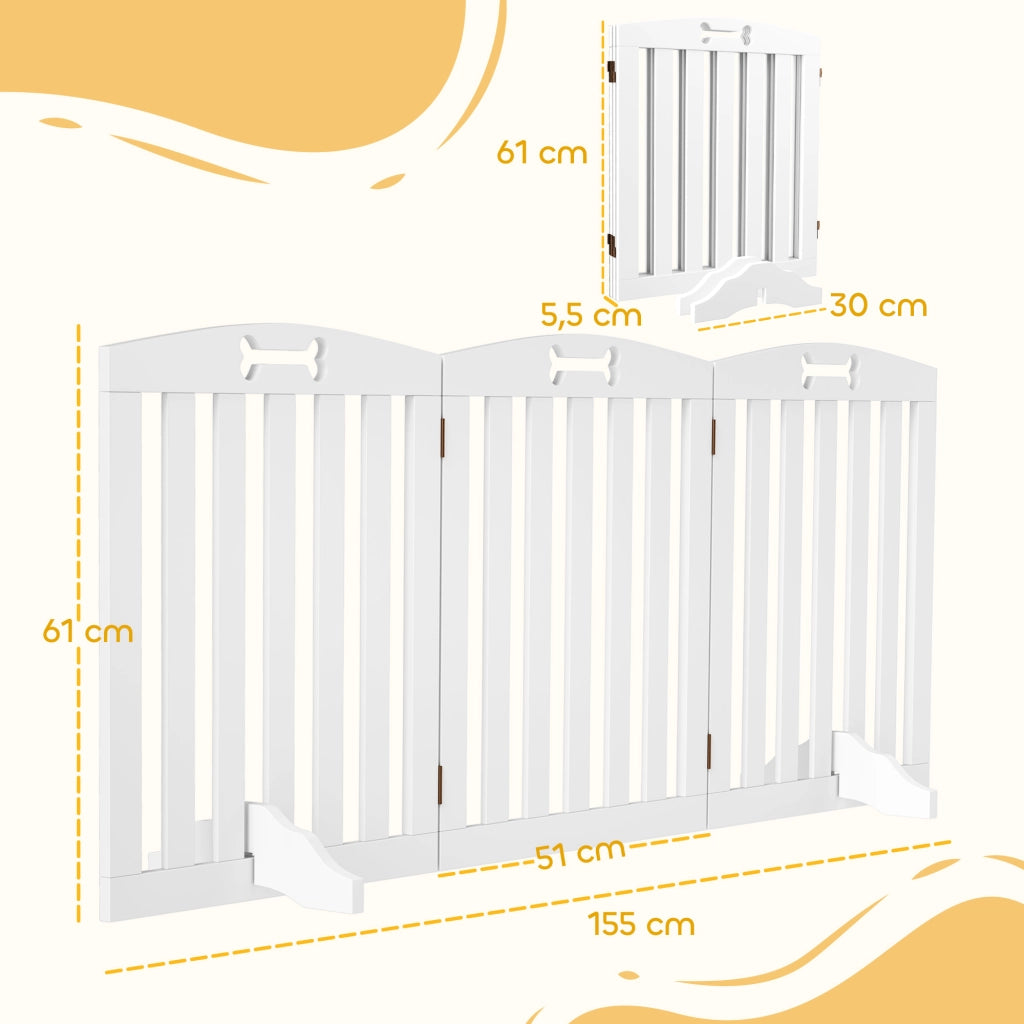 Barriera per cani pieghevole ¨C zephmum ¨C bianco 155x30x61 cm