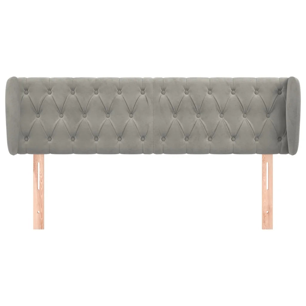 Testiera ad Orecchio-Testata con Orecchie Grigio Chiaro 147x23x78/88 cm in Velluto 313832