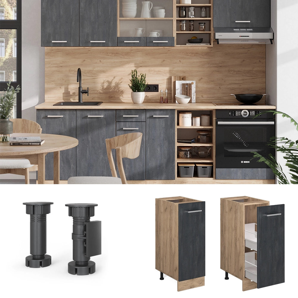 Vicco Base per cucina Calcestruzzo nero 30 cm PL Antracite