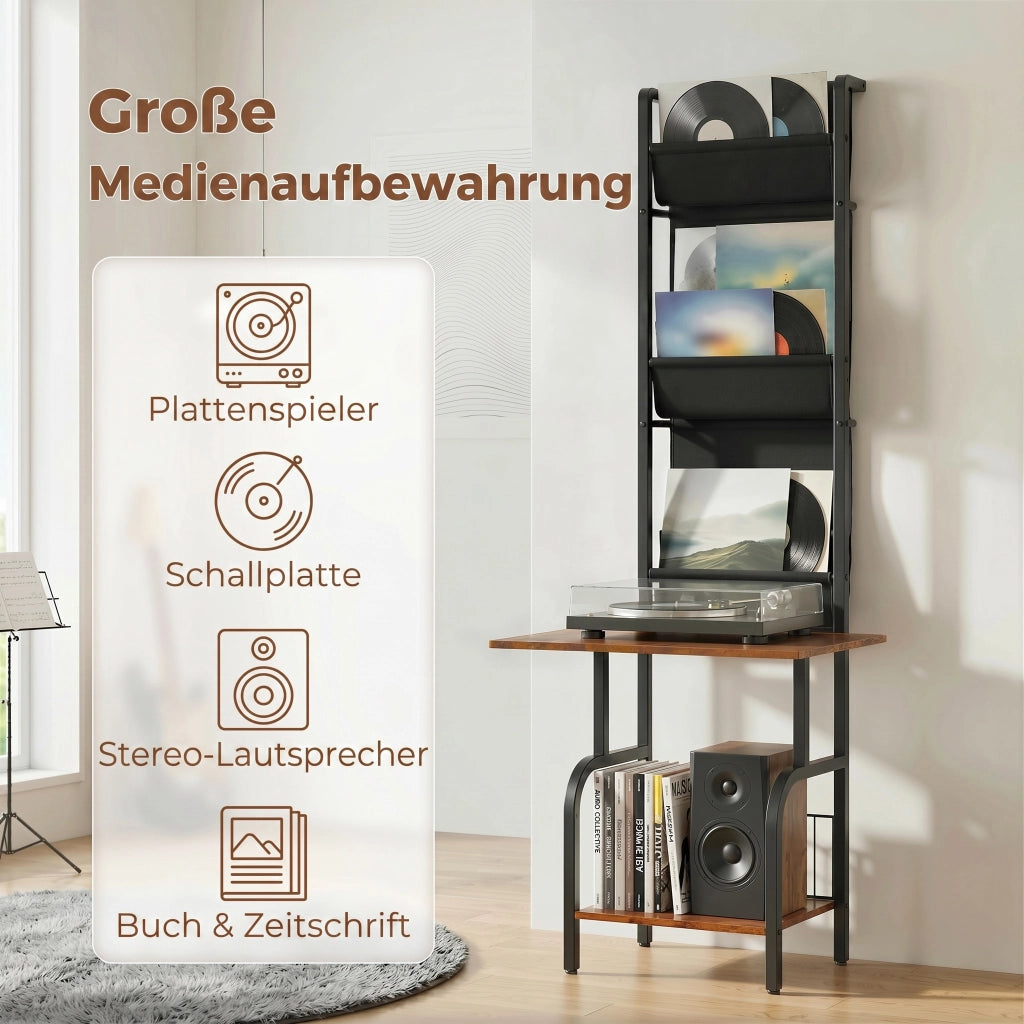 Libreria industriale con 3 tasche in tessuto ¨C Xylo ¨C Legno rustico marrone