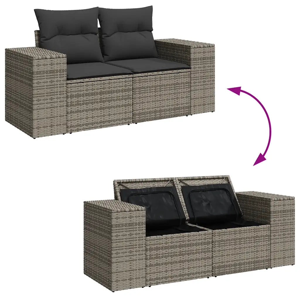 Set Divano da Giardino 6 pz con Cuscini Grigio in Polyrattan 3326781
