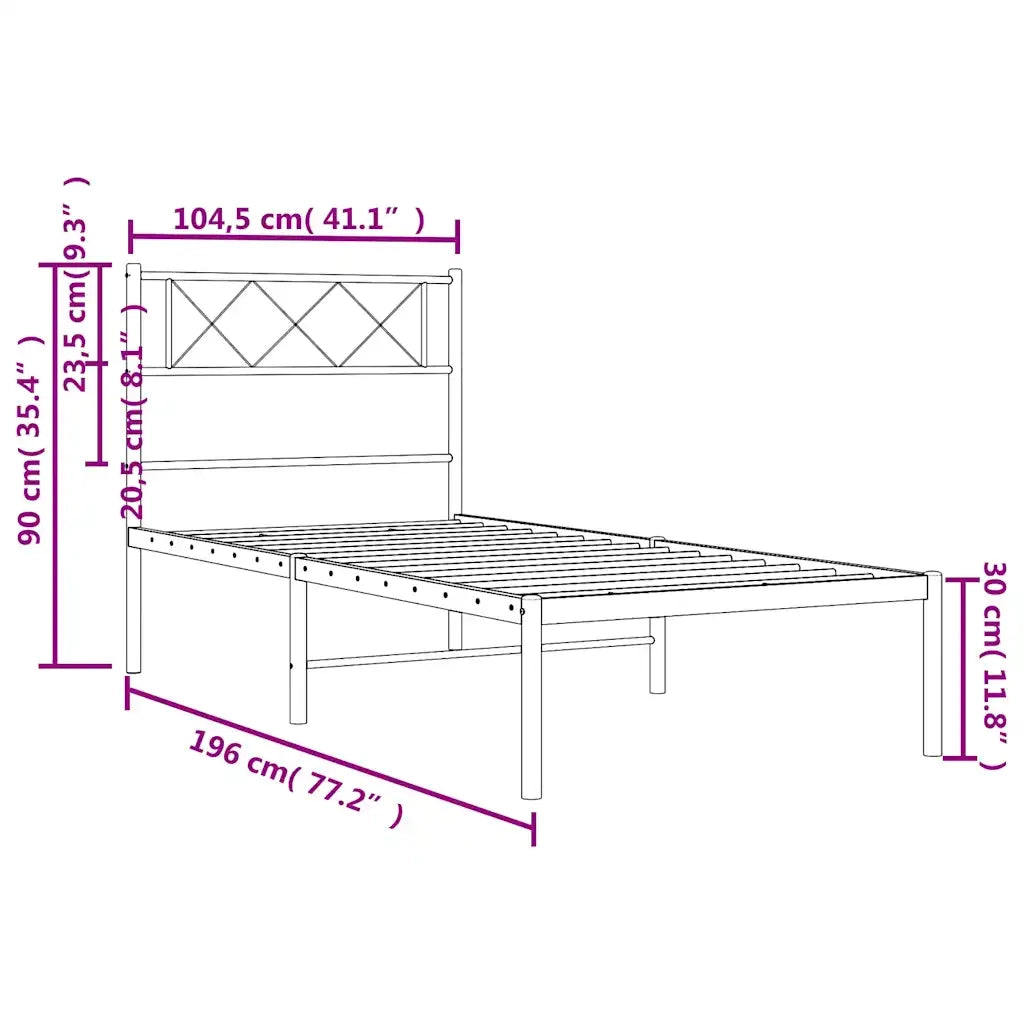 Giroletto con Testiera Metallo Bianco 100x190 cm 372320