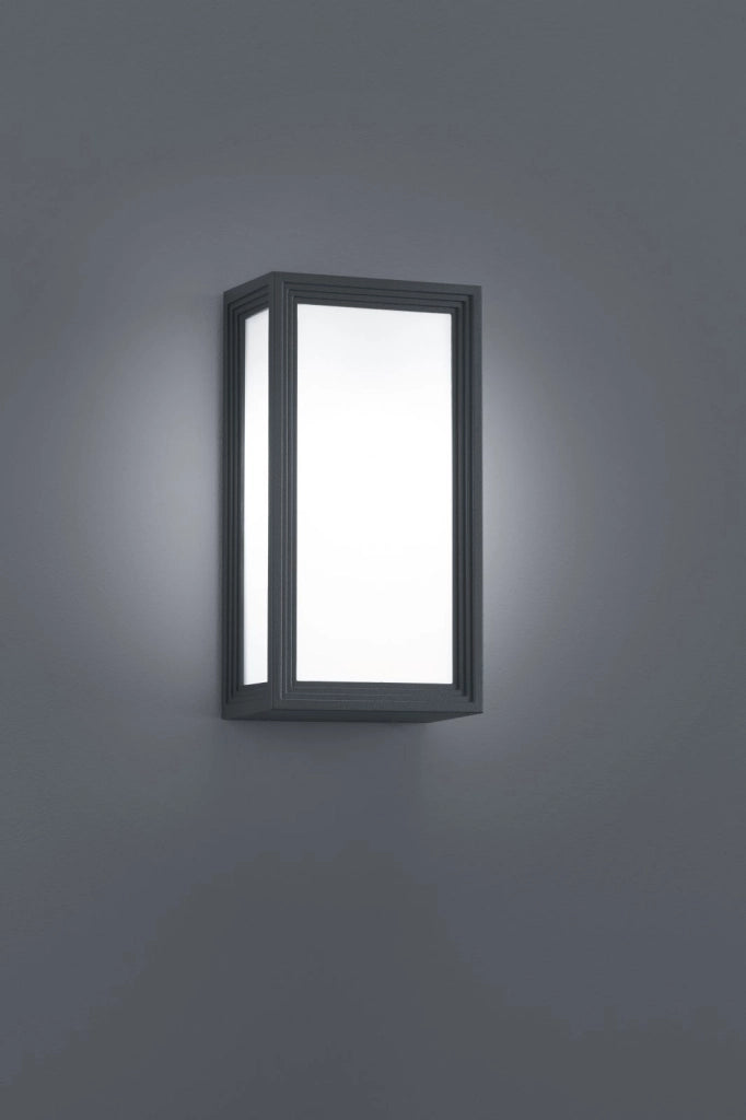 TIMOK APPLIQUE 1xLUCE ATTACCO E27 LAMPADINA INCLUSA 4,9W  470lm, 3000K RETTANGOLARE ANTRACITE CM 28,5X15CM IP54