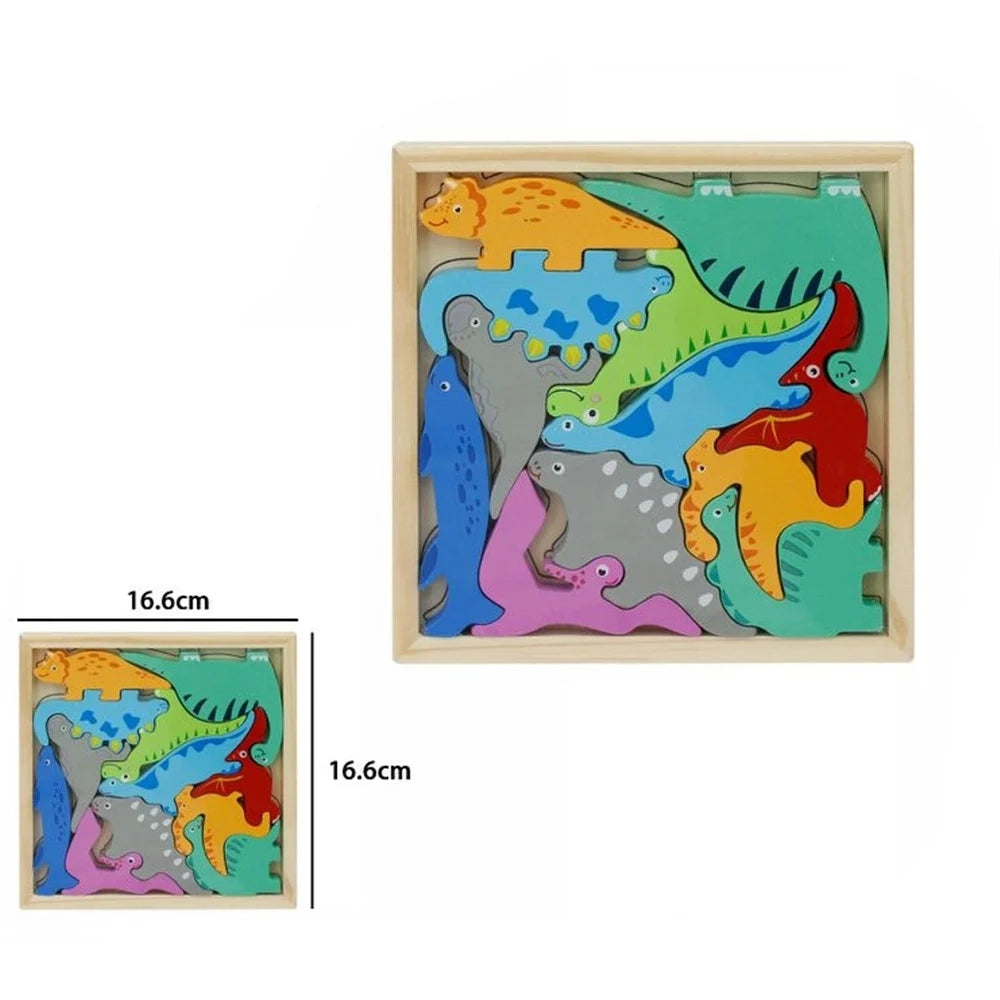 Trade Shop - Puzzle 3d A Incastro In Legno Forma Dinosauri Per Bambini Gioco Da Tavolo Educativo 07937 -