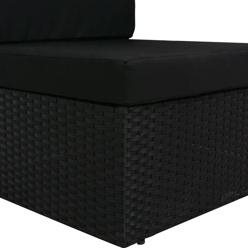 Divano Modulare a 2 Posti in Polyrattan Nero 49505