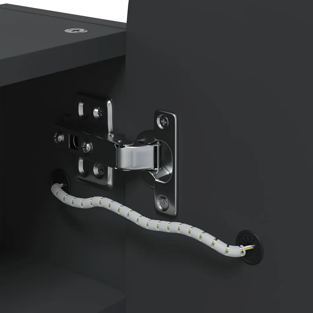 Armadietto Bagno | Armadio da bagno con Specchio e LED ad Arco Nero 42x13x70 cm