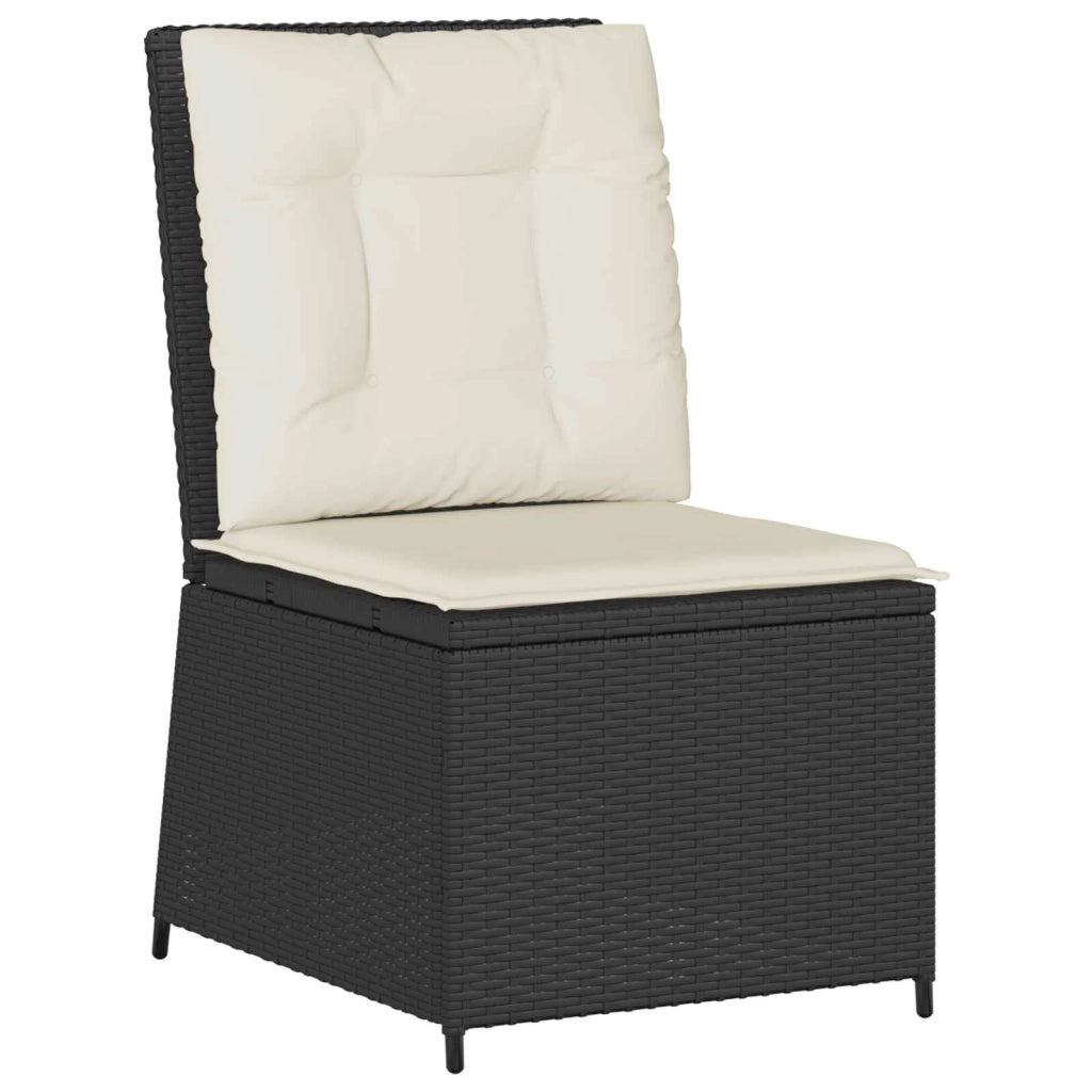Divano da giardino con cuscino Nero e Bianco Crema polyrattan 3394476