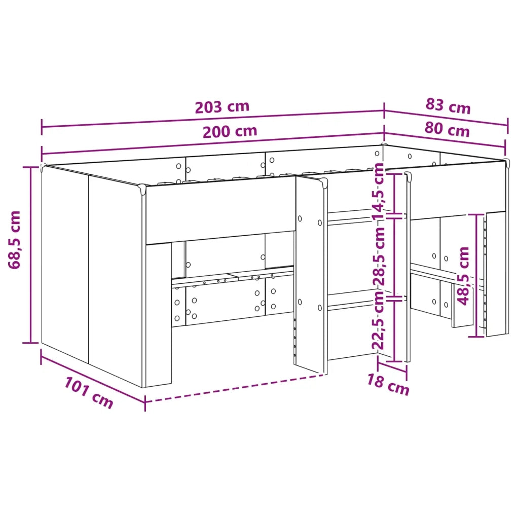 Letto Alto per Bambini | Letto Infantile | Lettino 2 pcs Sonoma grigio Legno ingegnerizzato