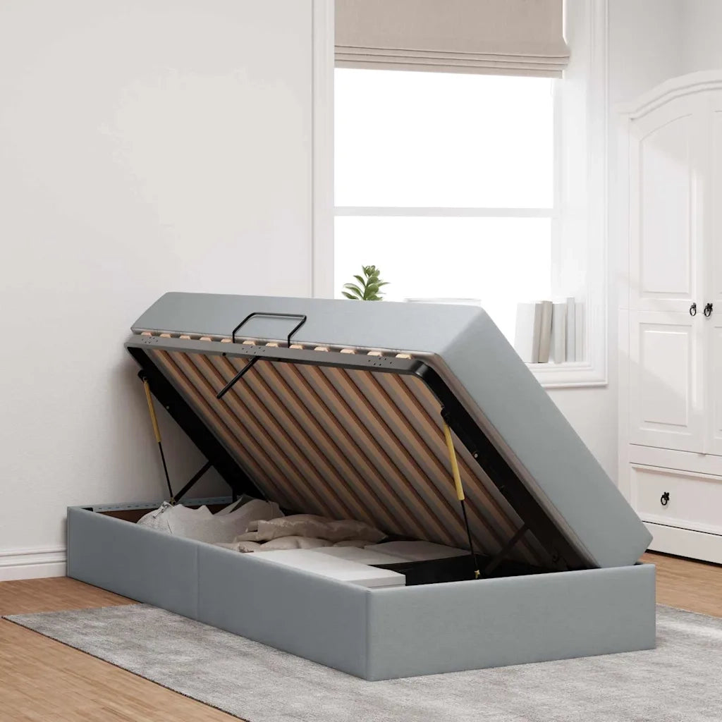 Letto con contenitore e materasso Grigio chiaro 90 x 200 cm 3399634