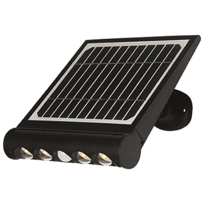 VIGOR-BLINKY 3478530 Avalon Proiettore Led 8W 950lm Pannello Solare Batteria Litio 4Ah IP65 Sensori Crepuscolare e Movimento colore Nero