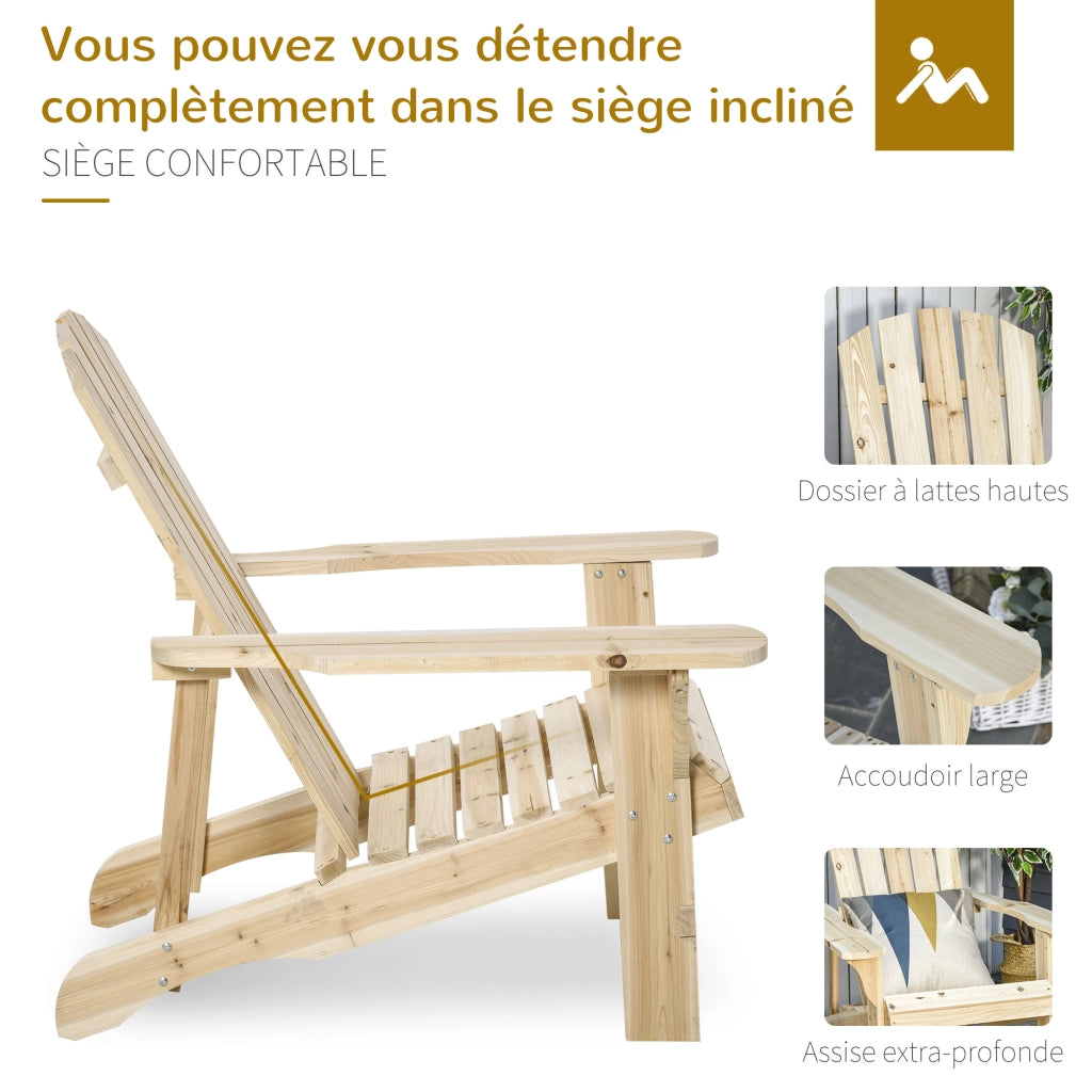 Poltrona Adirondack da Giardino ¨C Xylo ¨C Legno Massello Abete Naturale 78x89x88 cm