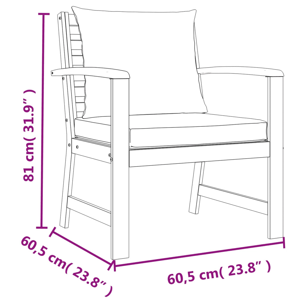 Set da Pranzo Giardino 4pz con Cuscini Legno Massello di Acacia 3154979