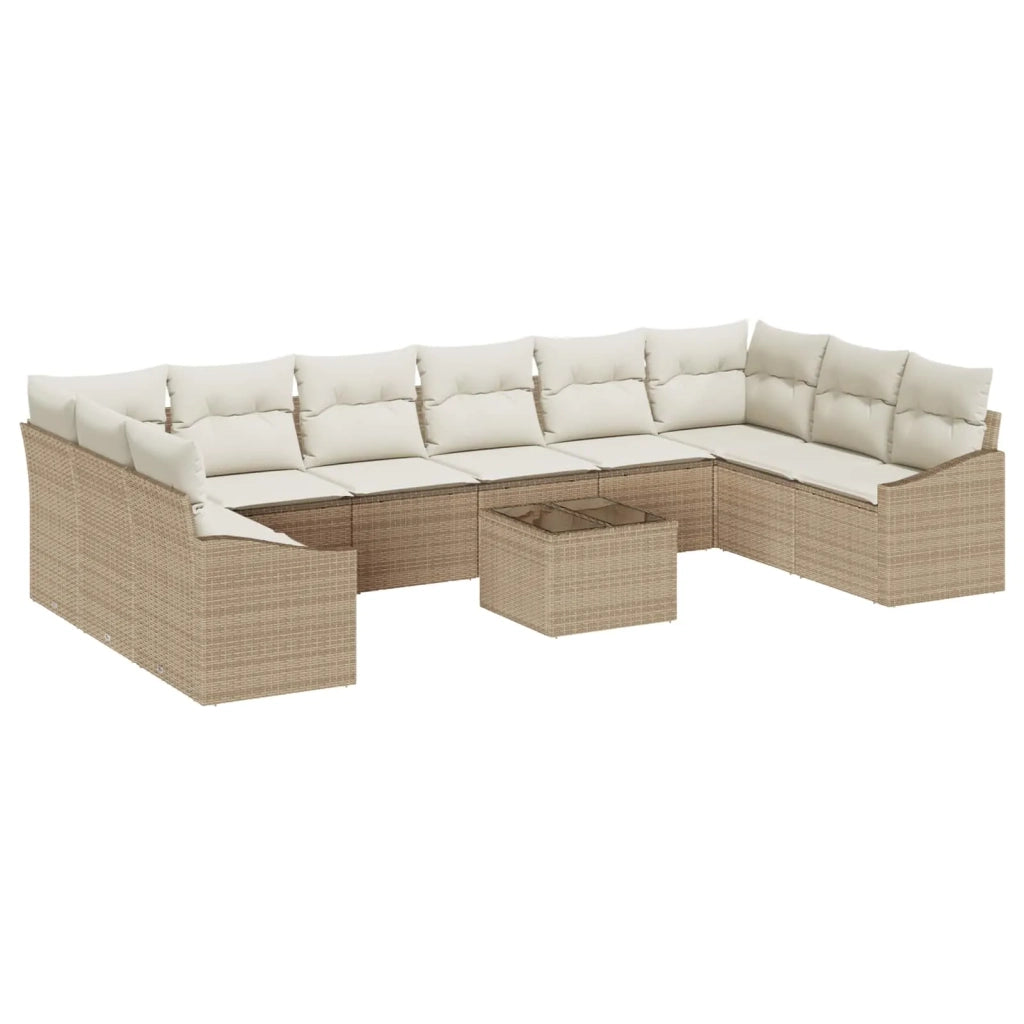 Set Divano da Giardino Beige e Crema polyrattan