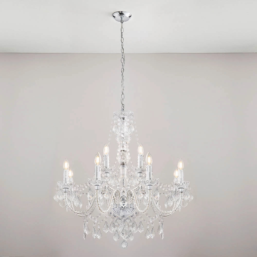 Lampadario glamour acrilico trasparente 12xE14 Endon