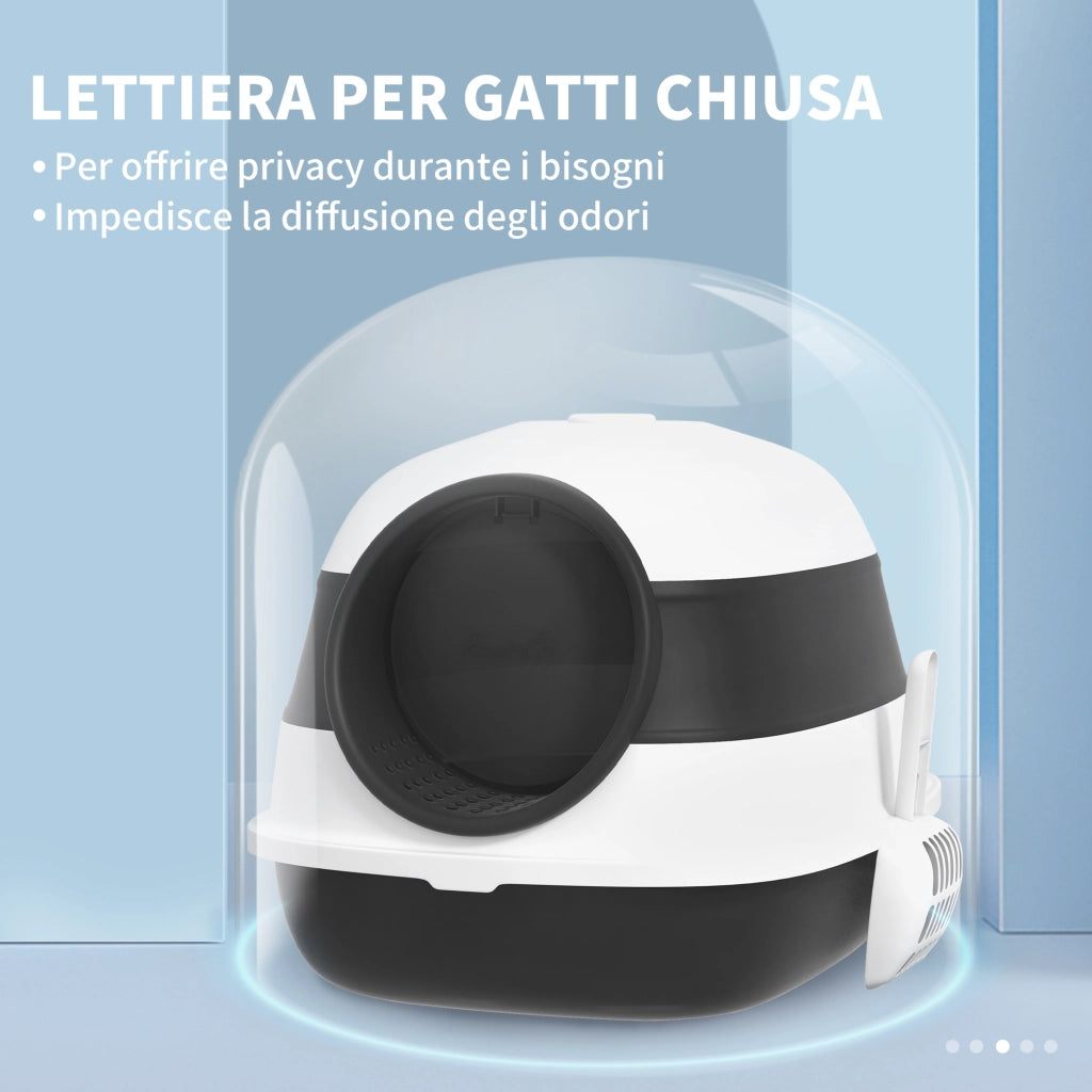 Lettiera per Gatti Chiusa ¨C Zephmum ¨C Bianca e Nera 52x41x38 cm