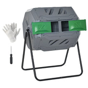 Compostiera 2 Compartimenti ¨C Minimal ¨C 71x65x96 cm Grigio Verde Nero