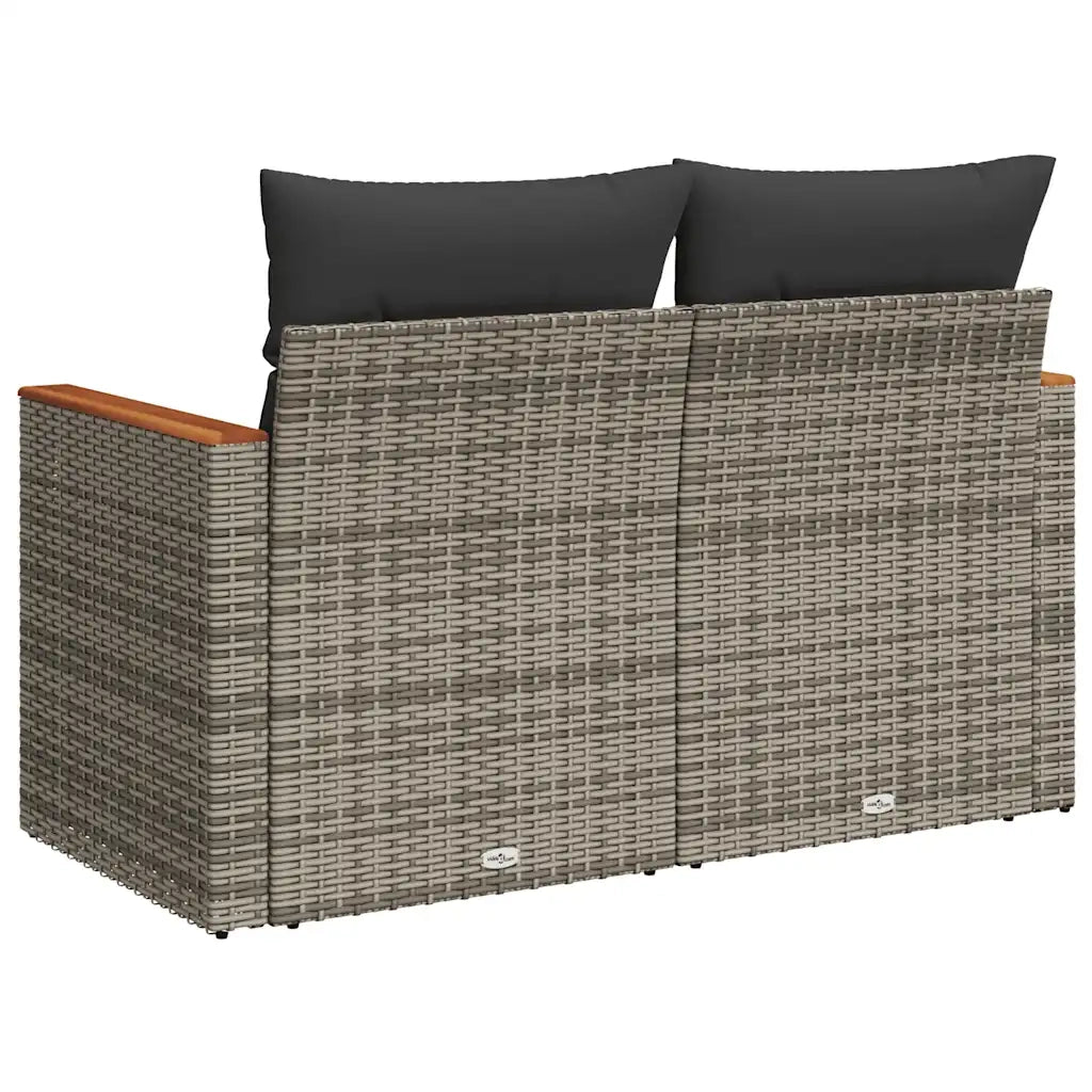 Divano da Giardino con Cuscini 2 Posti-Sofa da Giardino-Divano da esterno Grigio in Polyrattan 569064
