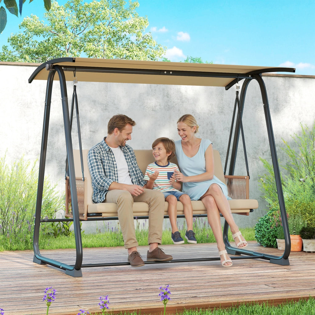 Dondolo da giardino 3 posti con tettuccio regolabile e cuscini ¨C Xylo ¨C grigio