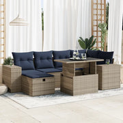 Set Divani Giardino 7 pz con Cuscini Marrone Polyrattan Acacia 3327941