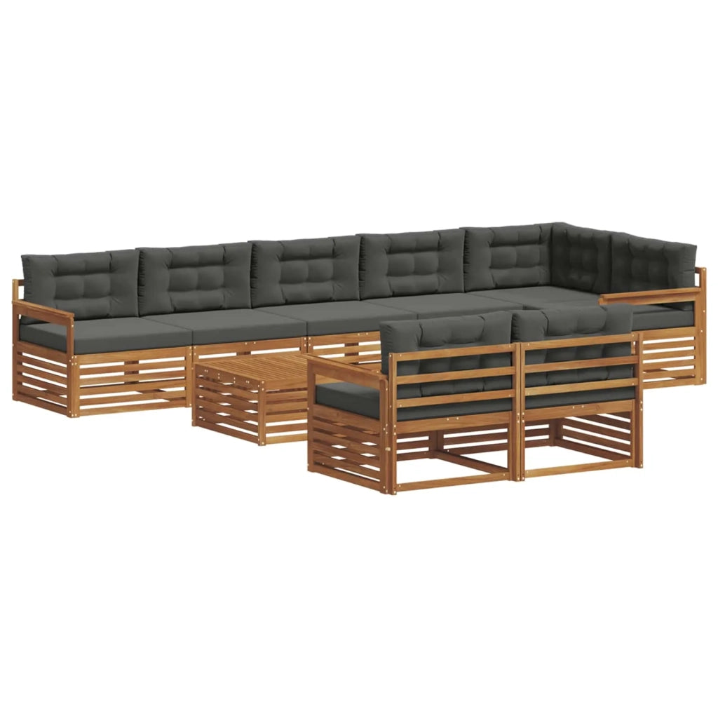 Set di divani da esterno con cuscino 9 pcs Naturale e Antracite 3373687