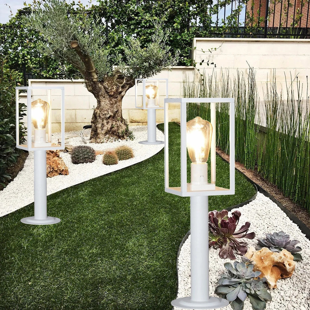 Trade Shop - Lampione Da Giardino 48cm Lampioncino Da Terra Per Vialetti Attacco E27 Ip44 518pa-h480 - Bianco