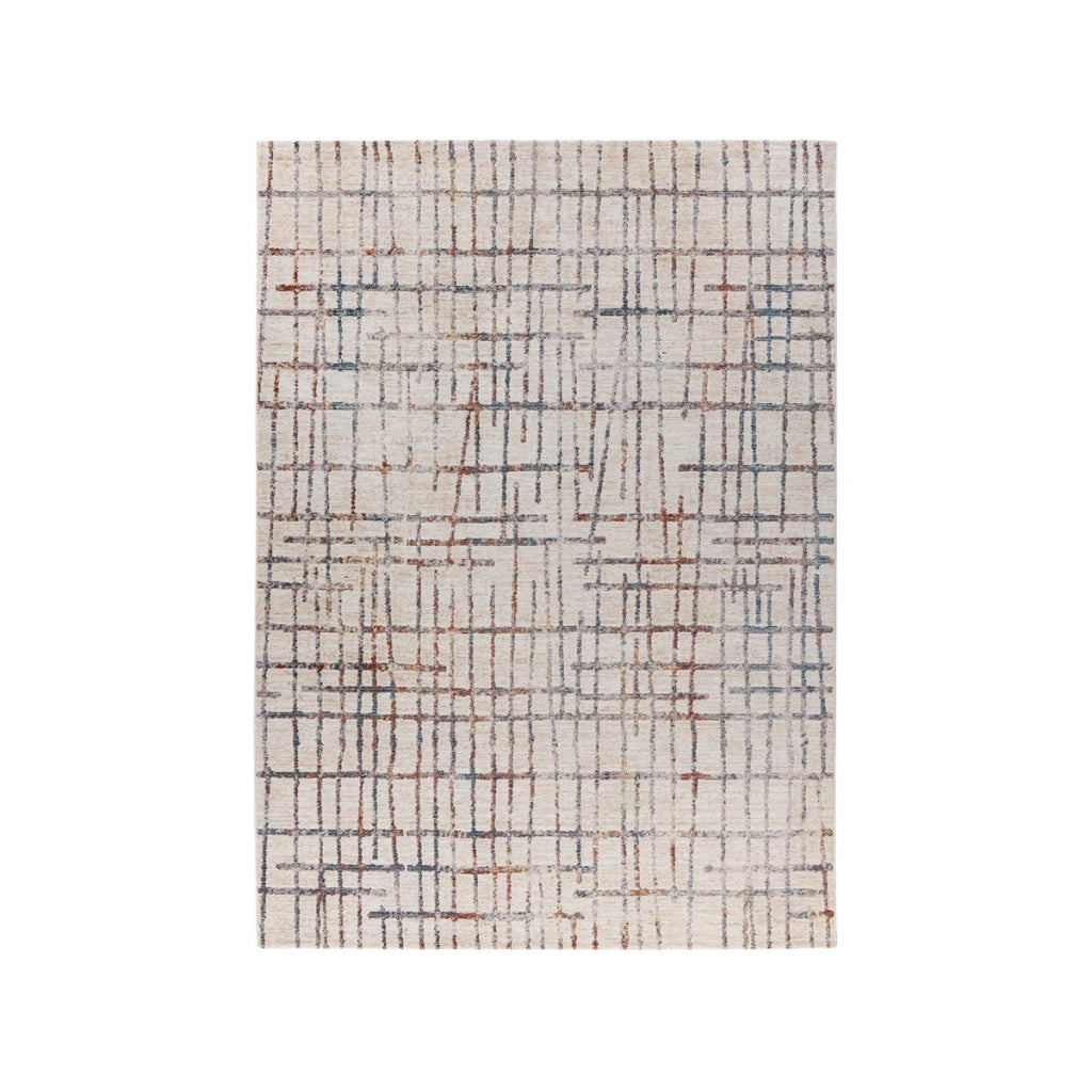 Tappeto moderno Jaka 225 a tessitura piatta crema e multicolor