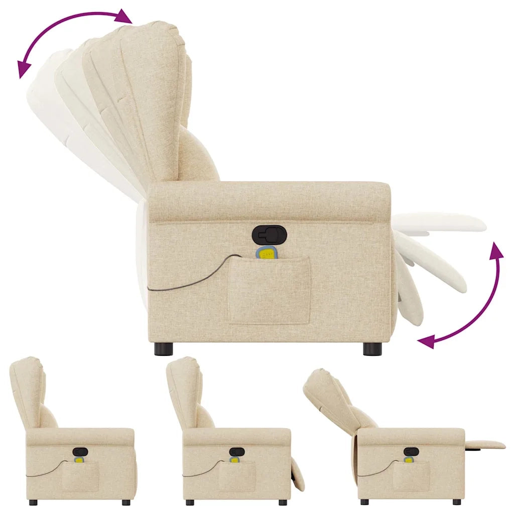 Poltrona Massaggiante Reclinabile Crema in Tessuto 4015674