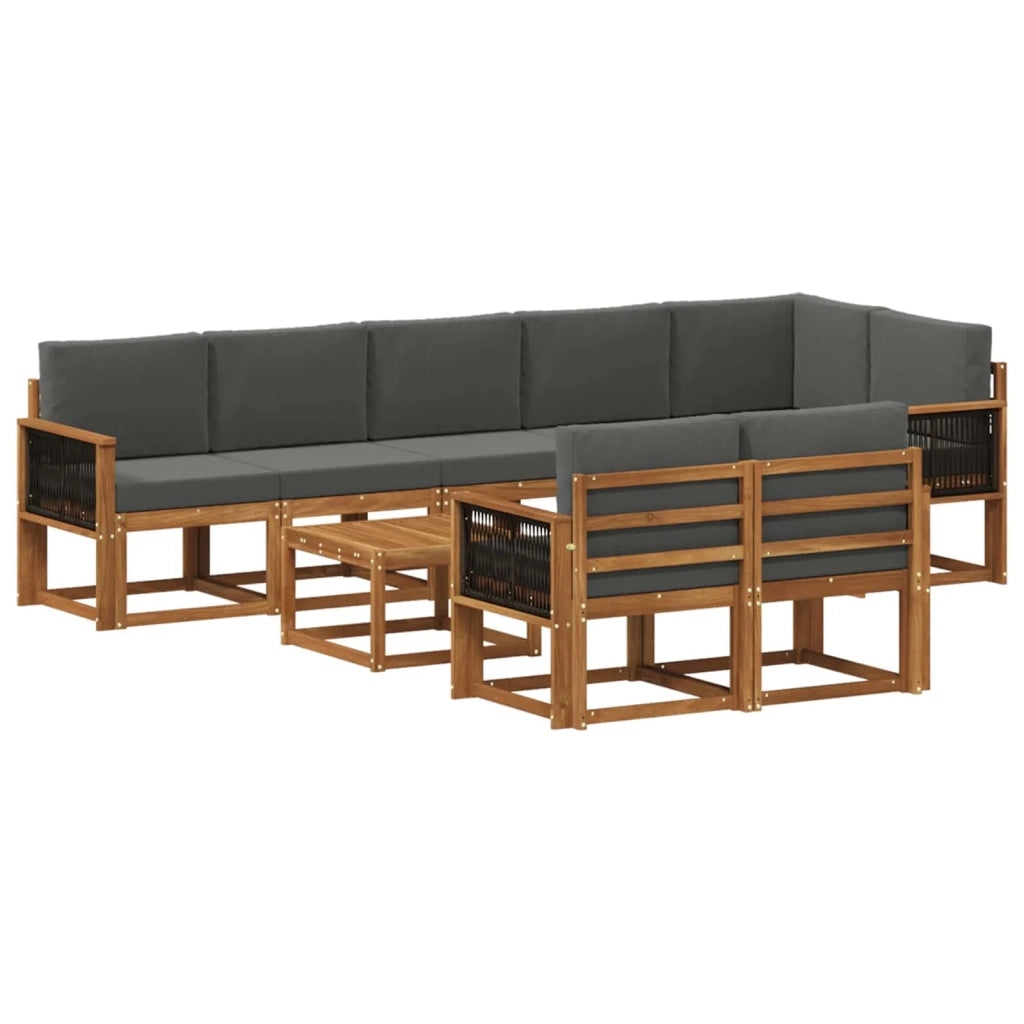 Set di divani da esterno 9 pcs Naturale e Antracite Poliestere 3385333