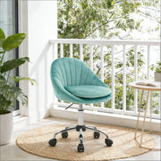 Sedia da ufficio ergonomica girevole 360° in velluto turchese con altezza regolabile