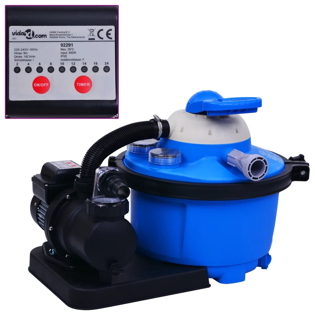 Pompa con Filtro a Sabbia con Timer 450 W 25 L cod mxl 73707