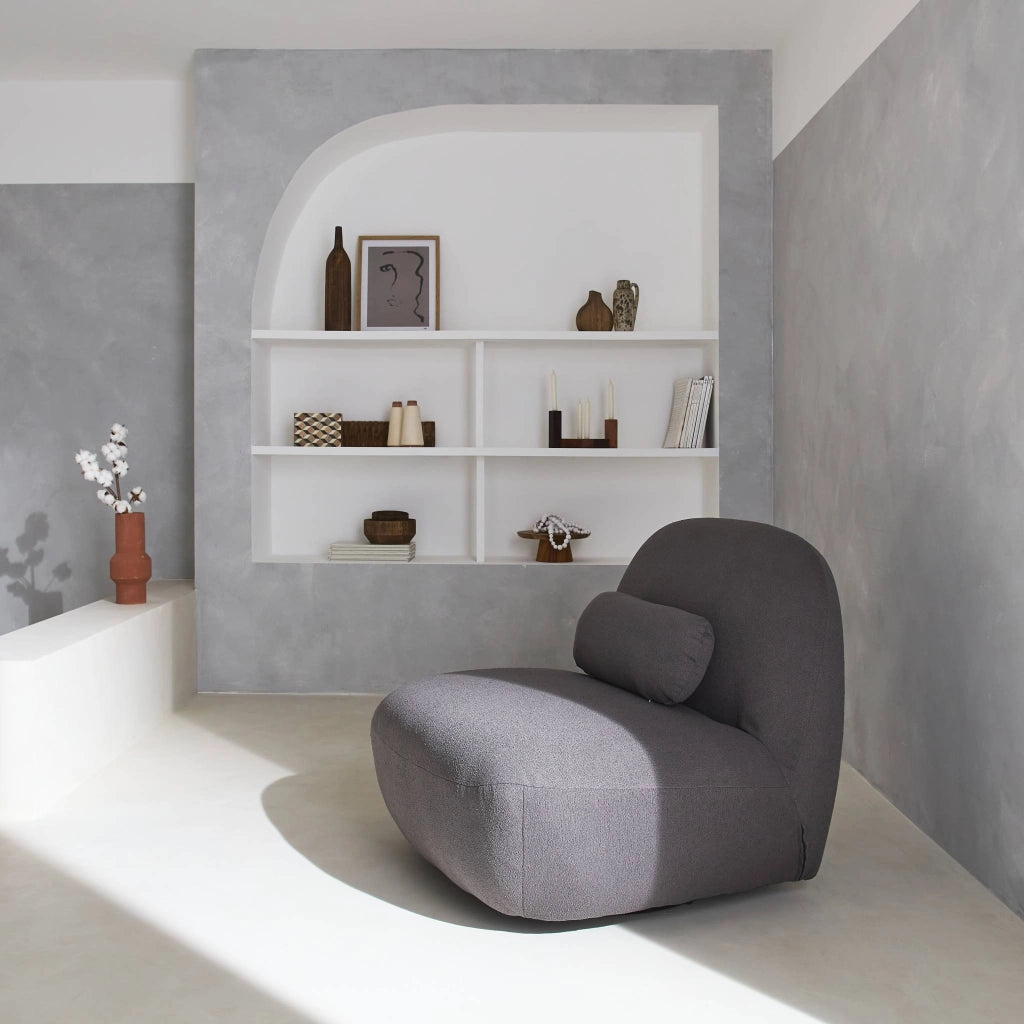 Poltrona girevole 360° bouclé, grigio