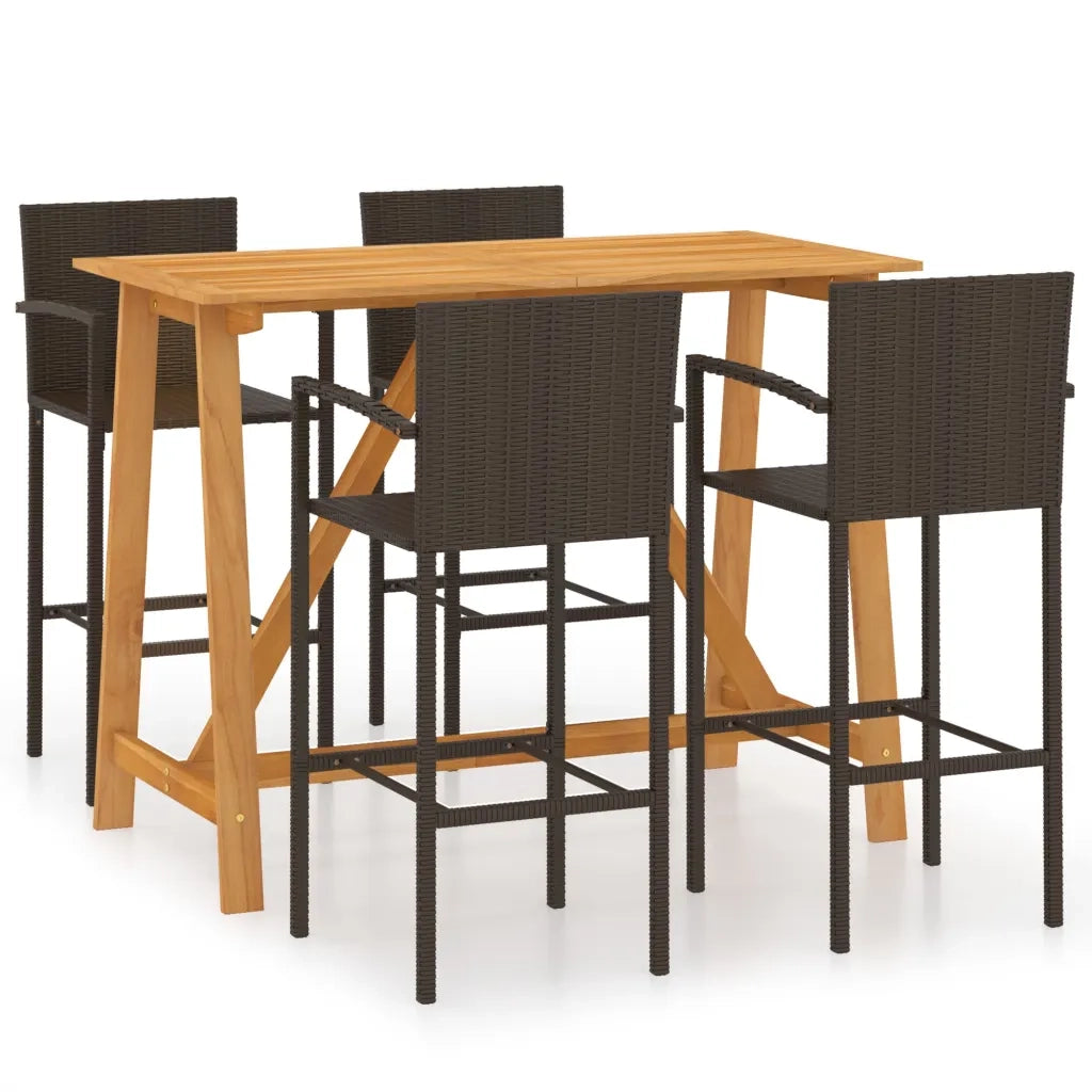 Set Bar da Giardino 5 pz Marrone 3067968