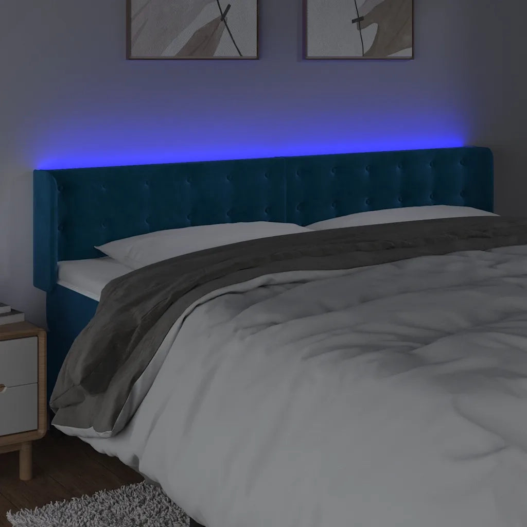 Testiera a LED Blu Scuro 183x16x78/88 cm in Velluto 3123734