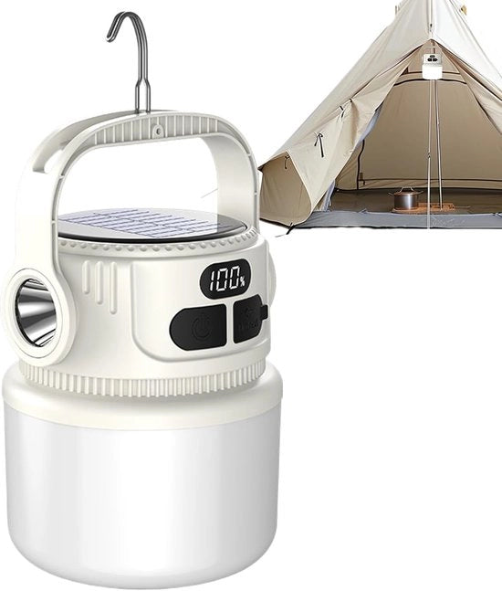 Lanterna solare portatile - 1200 mAh - Con schermo LCD - Per campeggio & giardinaggio