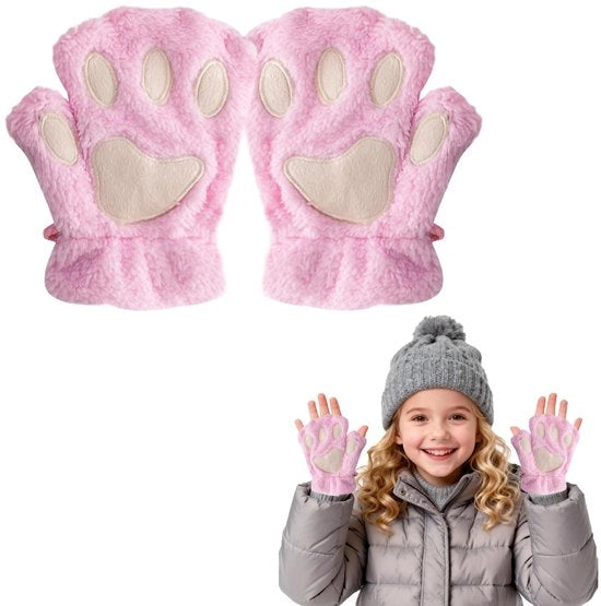 Manopole senza dita per bambine - Foderate con feltro di conchiglia - Manopole calde e comode