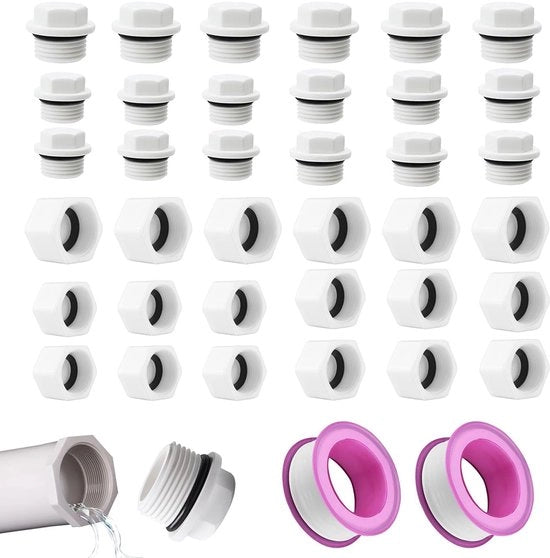 Tappo per tubo a cappuccio a 36 pezzi - Cappuccio impermeabile - Tappo a vite a 6 facce in plastica - Per lavastoviglie/lavatrice - Duraturo e resistente all'usura - Cappuccio di chiusura