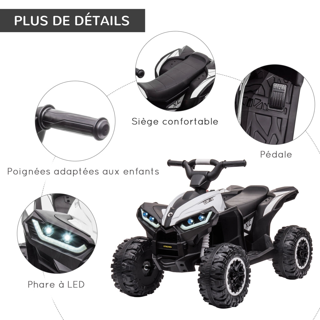 Quad elettrico per bambini ¨C Minimal ¨C 12V, nero, bianco, metallo, PP