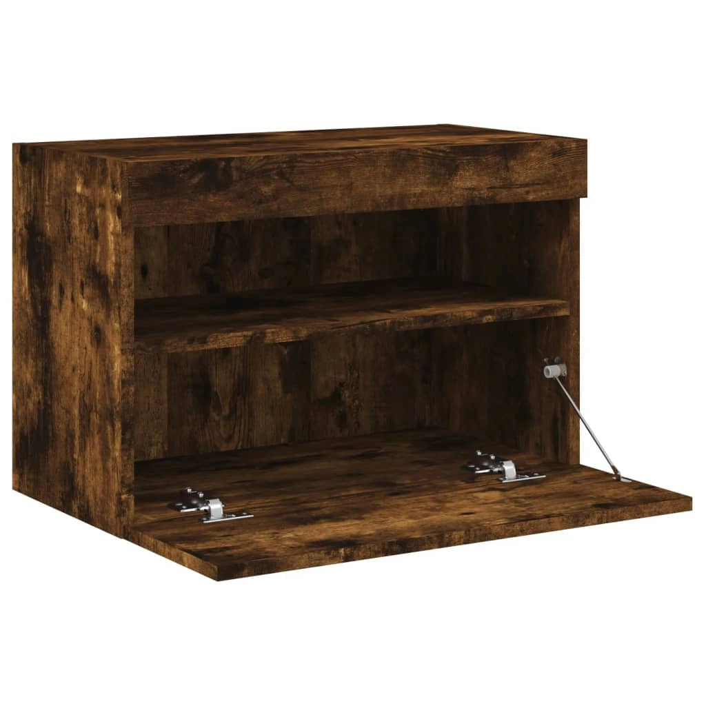 Mobile TV multimediale scaffale TV credenza mobile TV sala da pranzo soggiorno parete attrezzata per camera da letto con luci LED rovere affumicato 60 x 30 x 40 cm marrone 02_0027987