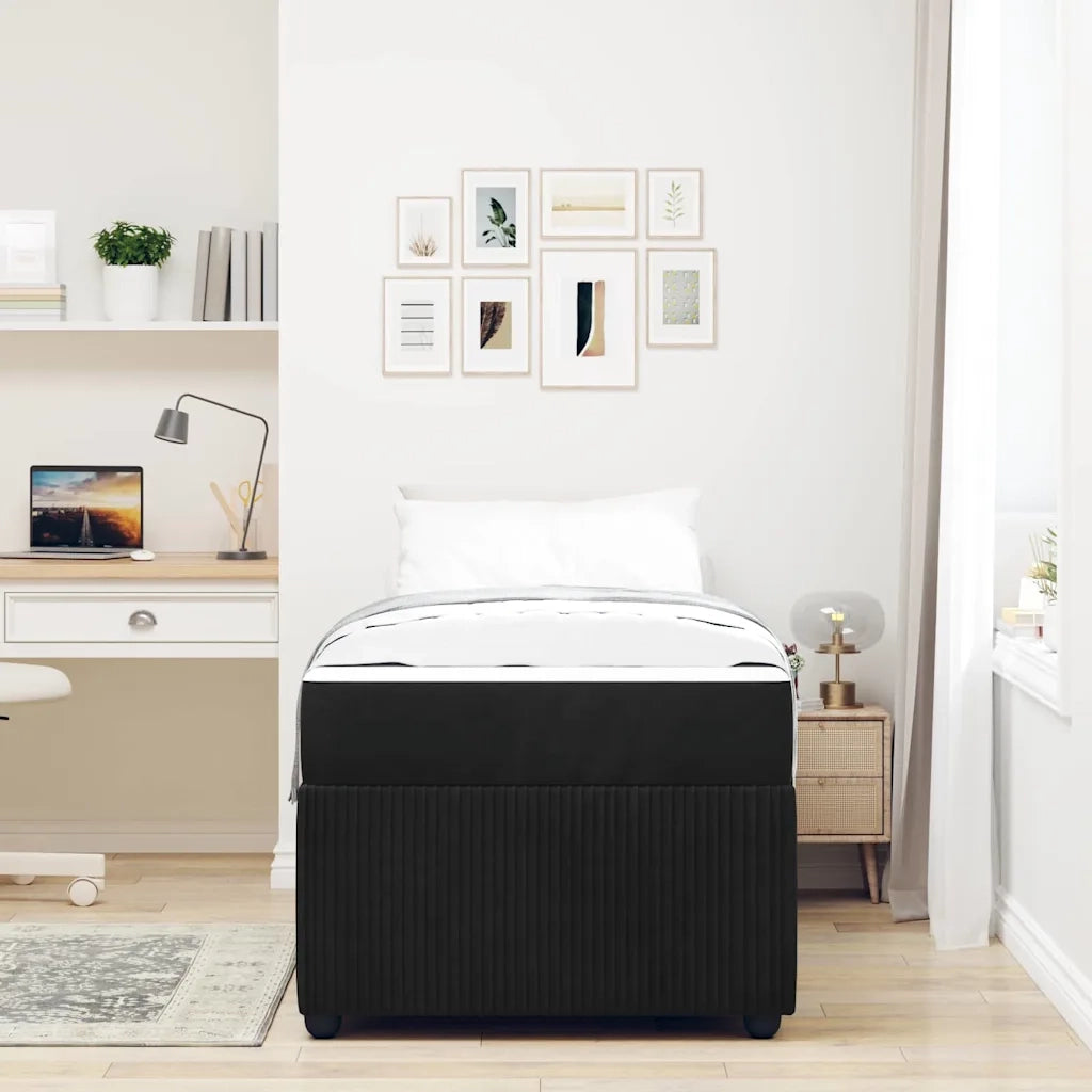 Letto singolo | Letto per adulti | Struttura del letto con materasso Nero 90 x 190 cm Tessuto