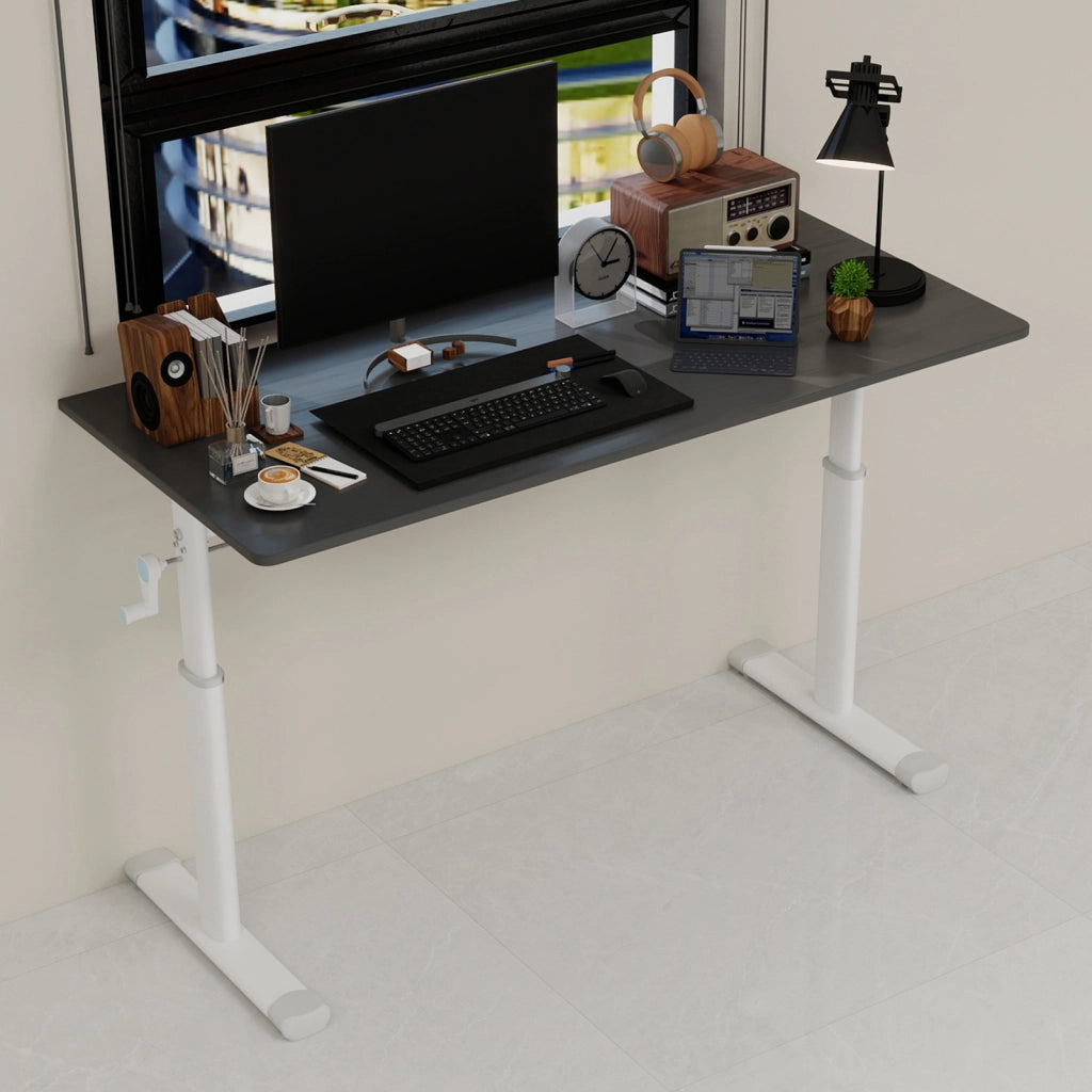 SCRIVANIA Regolabile in altezza 128x66 cm Grigio Metallo e Legno