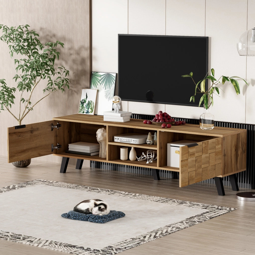 Mobile TV con 2 Ante e 2 Ripiani Aperti ¨C MINIMAL ¨C 160.5x35.5x45 cm