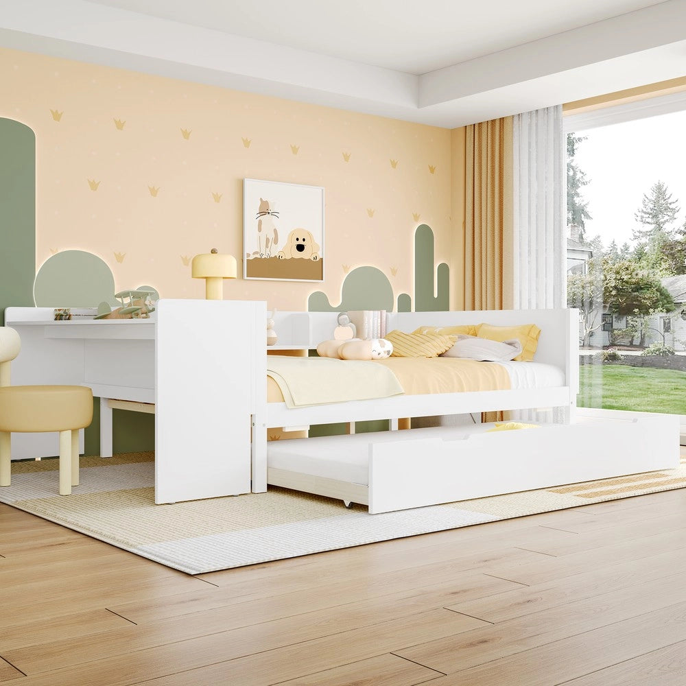 Letto con Scrivania e Rollbett ¨C MINIMAL ¨C Pino Bianco 140x200
