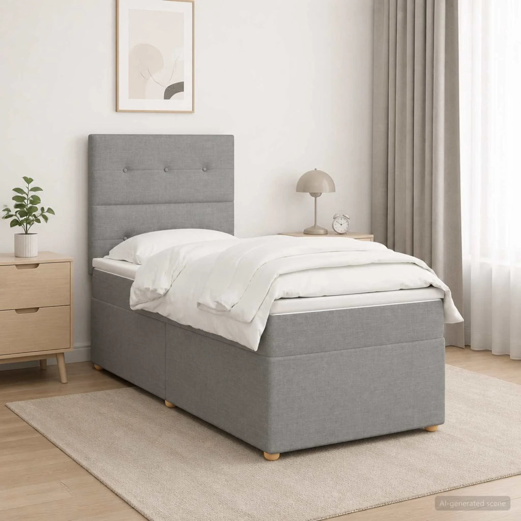 Letto box spring con materasso Grigio Chiaro 80 x 200 cm 3455217