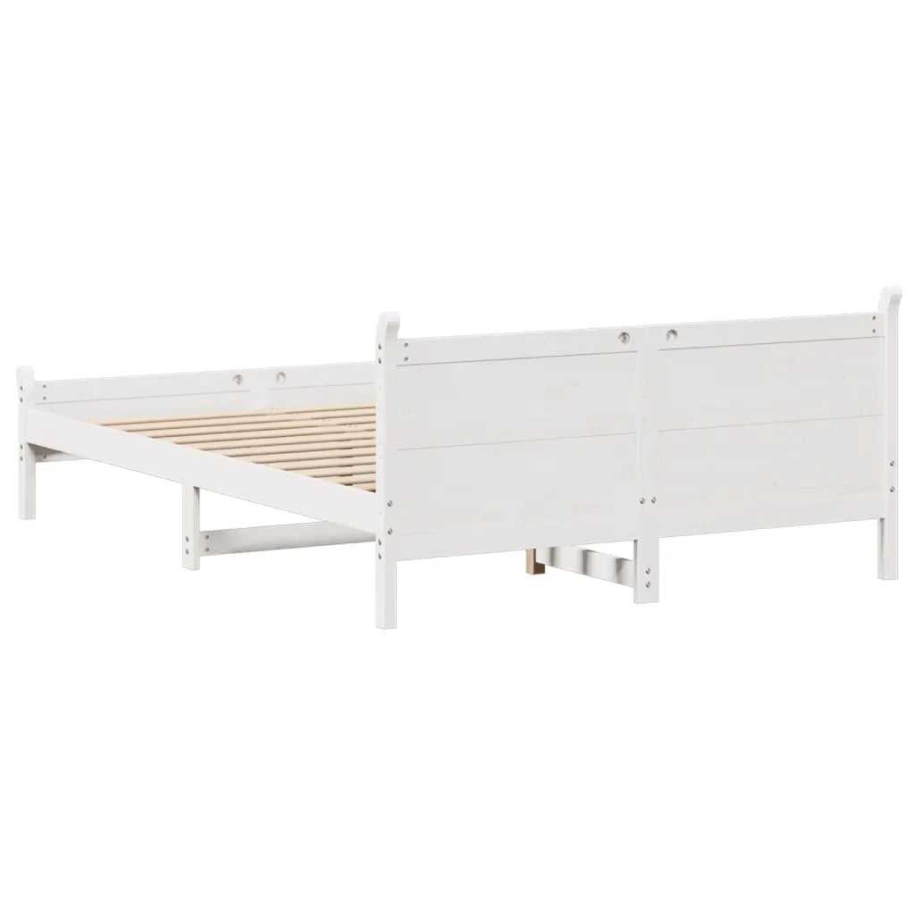 Letto senza Materasso-Struttura Letto Bianco 150x200 cm Legno Massello di Pino 218394