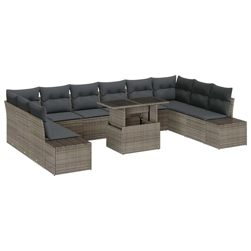 Set Divano da Giardino con cuscino 11 pcs Grigio polyrattan 3357992